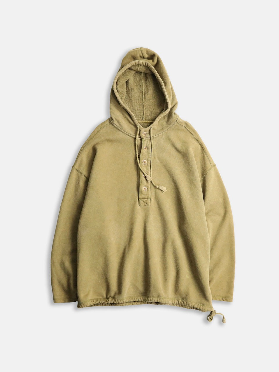 90-00s Abercrombie & Fitch half button cotton sweat hoodie khaki