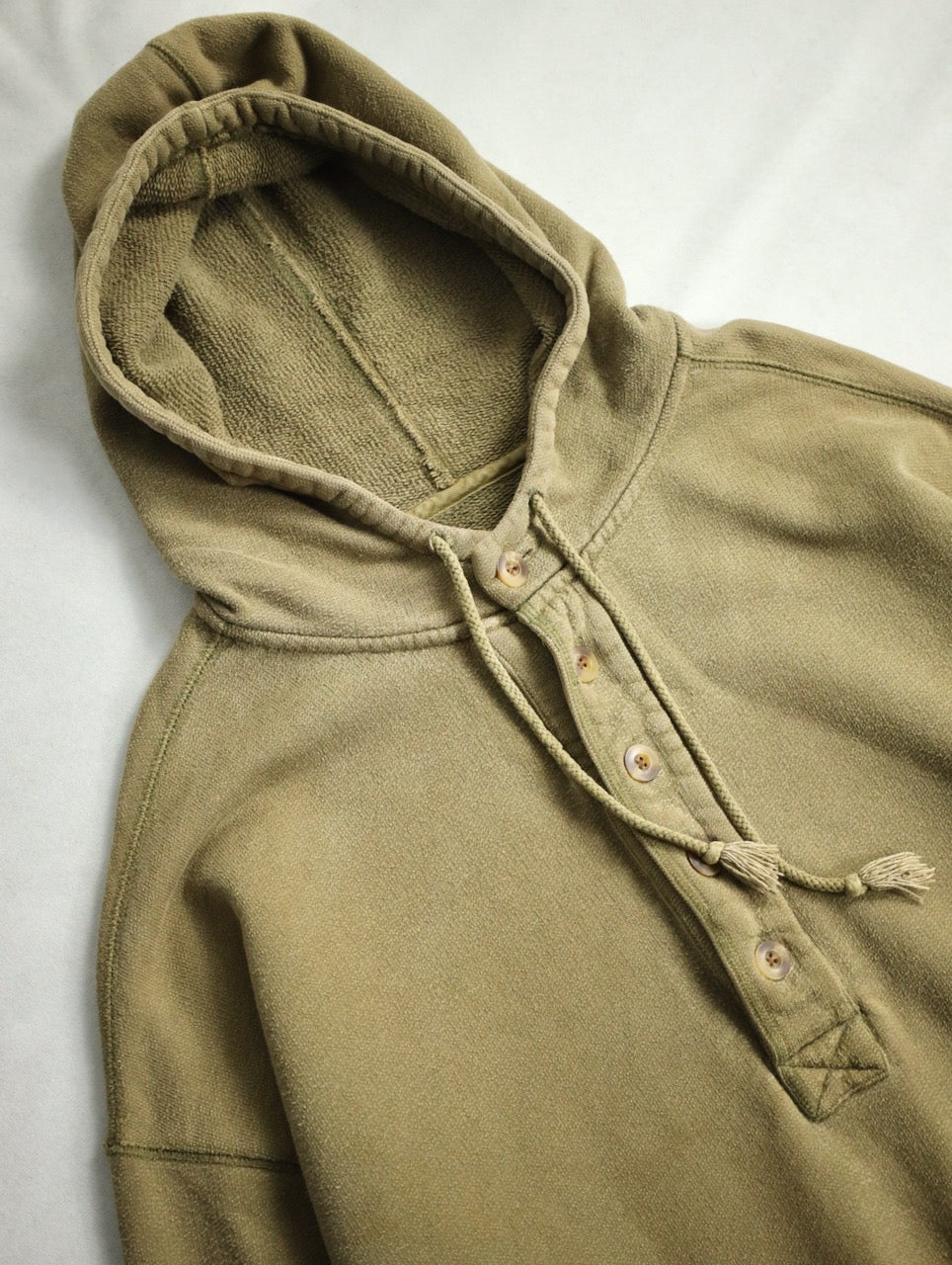 90-00s Abercrombie & Fitch half button cotton sweat hoodie khaki