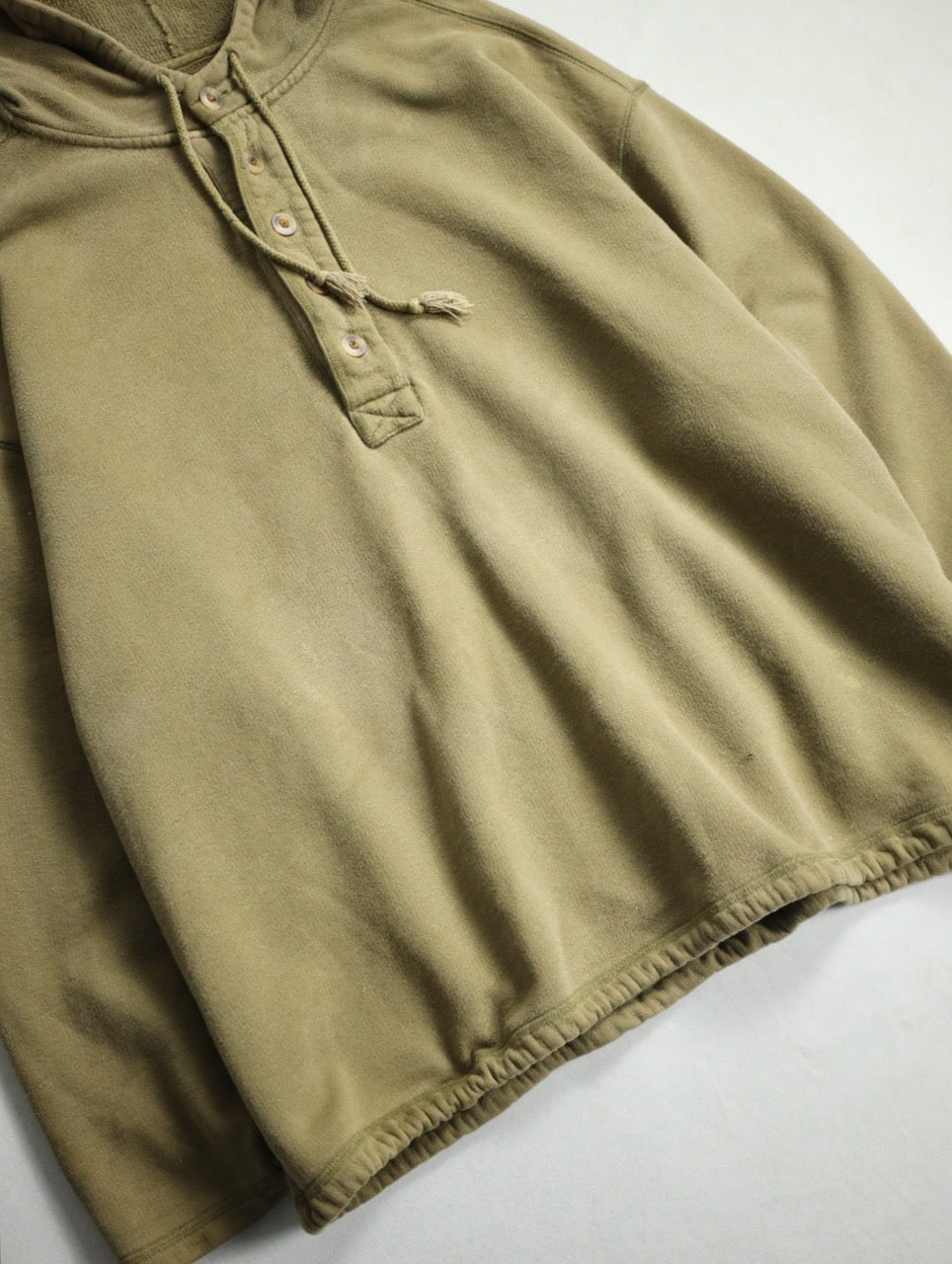90-00s Abercrombie & Fitch half button cotton sweat hoodie khaki