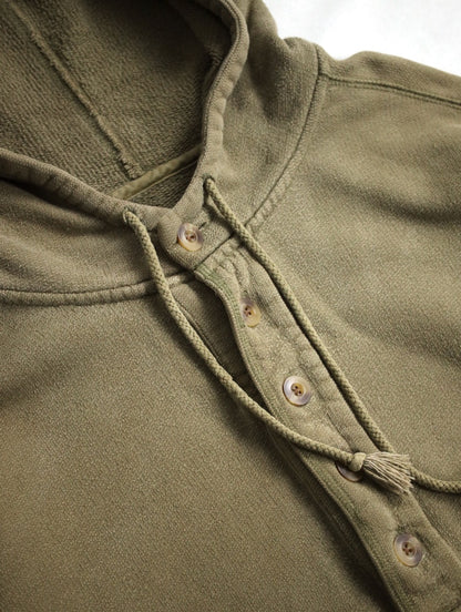 90-00s Abercrombie & Fitch half button cotton sweat hoodie khaki