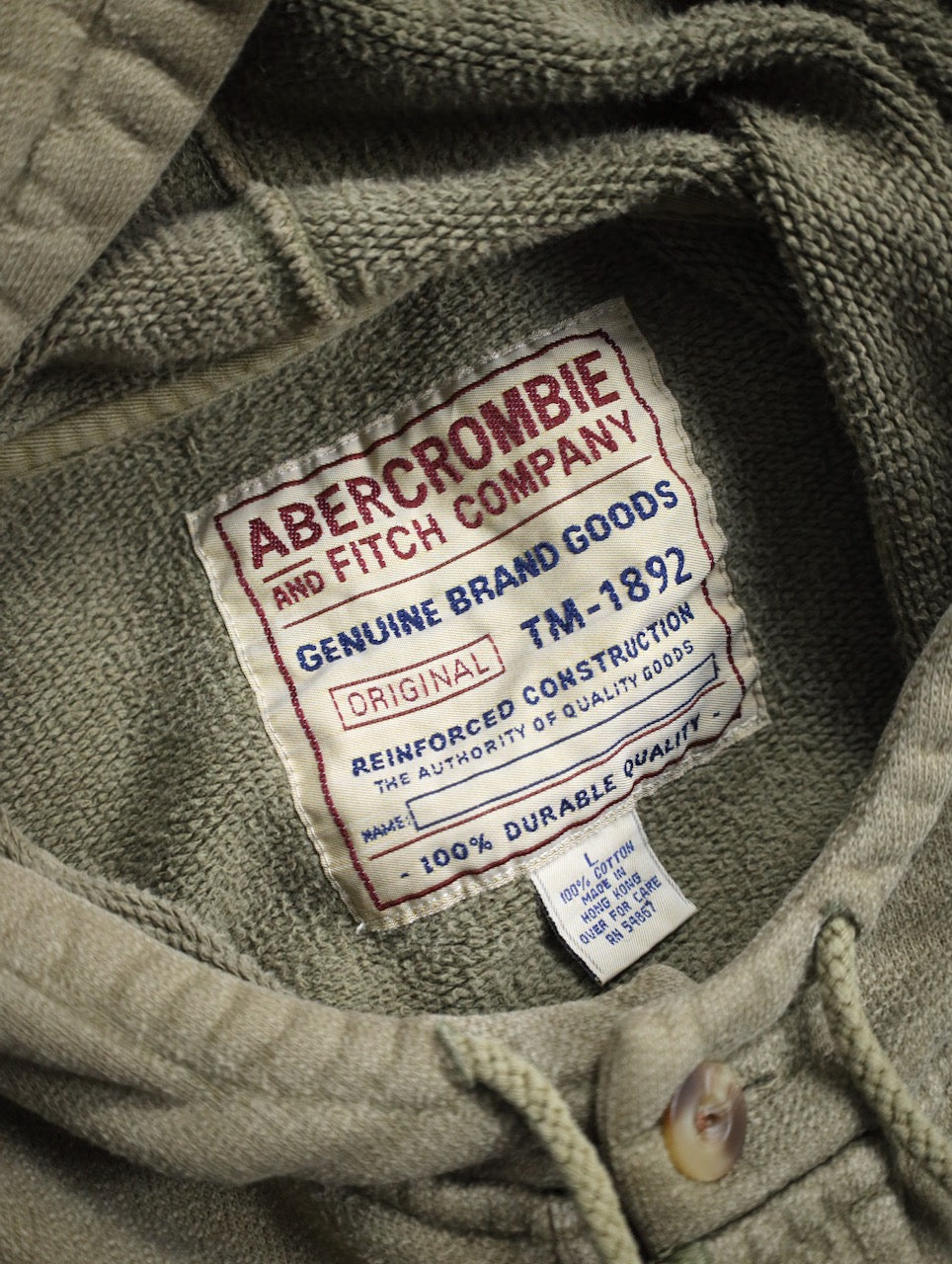 90-00s Abercrombie & Fitch half button cotton sweat hoodie khaki