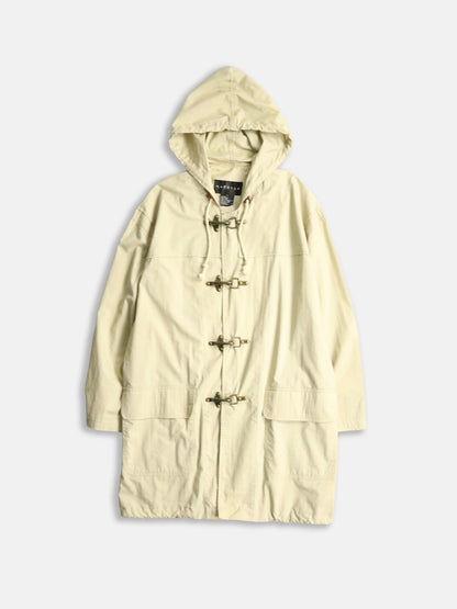 90s cotton nylon fireman hooded half jacket lightbeige