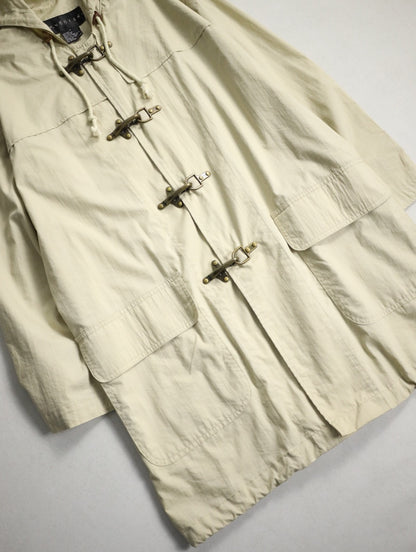90s cotton nylon fireman hooded half jacket lightbeige