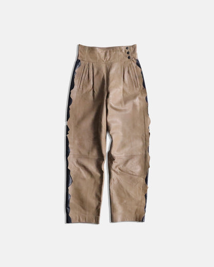 swicth design leather pants brown