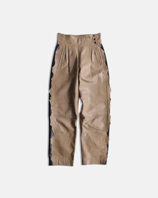 swicth design leather pants brown