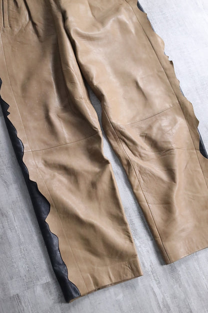 swicth design leather pants brown