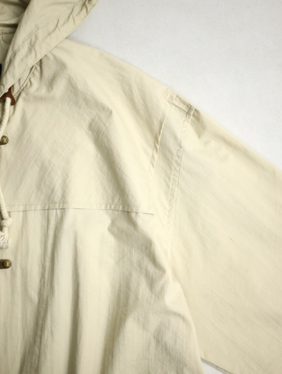 90s cotton nylon fireman hooded half jacket lightbeige