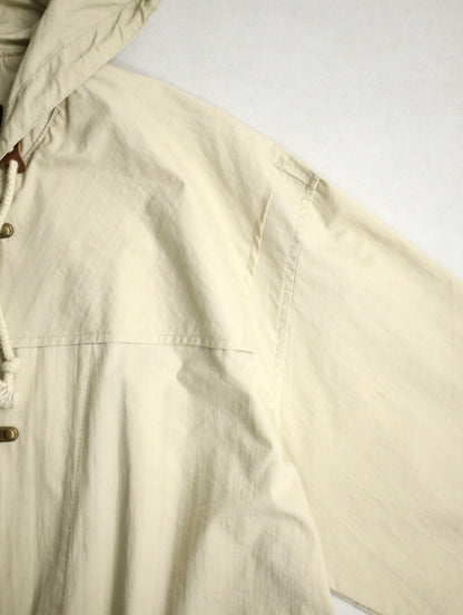 90s cotton nylon fireman hooded half jacket lightbeige