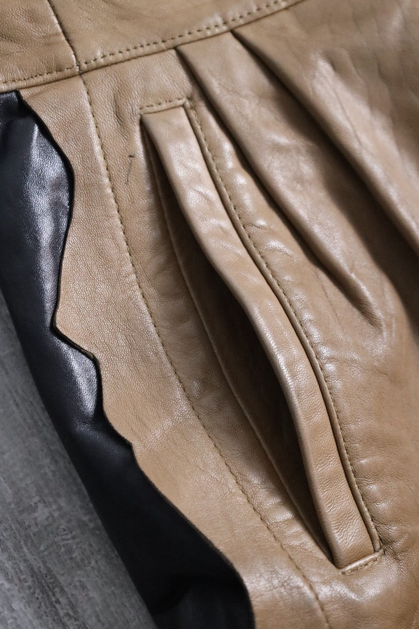 swicth design leather pants brown