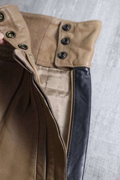 swicth design leather pants brown