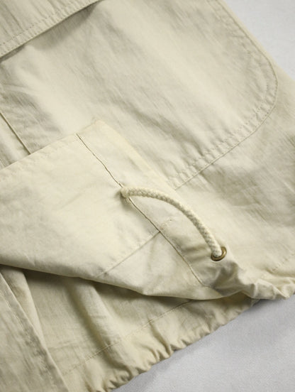 90s cotton nylon fireman hooded half jacket lightbeige