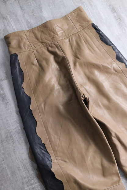 swicth design leather pants brown