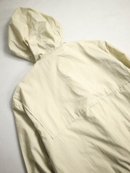 90s cotton nylon fireman hooded half jacket lightbeige
