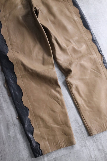 swicth design leather pants brown