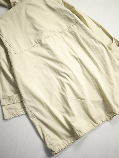 90s cotton nylon fireman hooded half jacket lightbeige