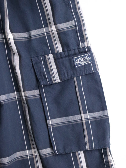 shaka check cargo pants black-white-beige