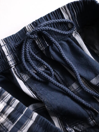 shaka check cargo pants black-white-beige