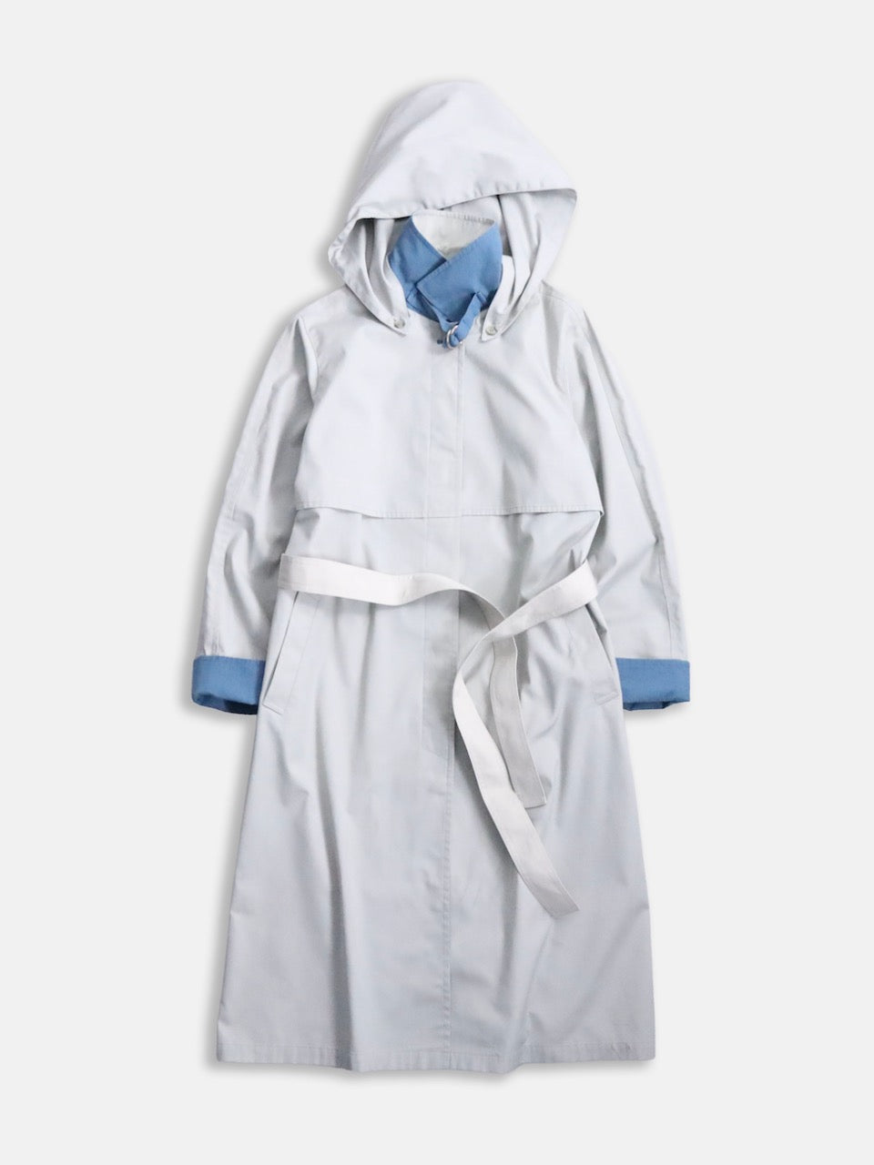 LONDON FOG 2tone hooded trench coat icegray-dustyblue