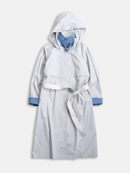 LONDON FOG 2tone hooded trench coat icegray-dustyblue
