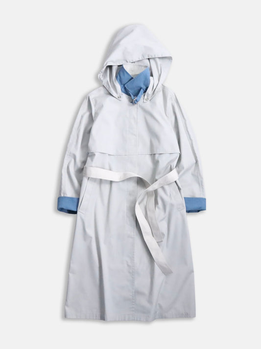 LONDON FOG 2tone hooded trench coat icegray-dustyblue