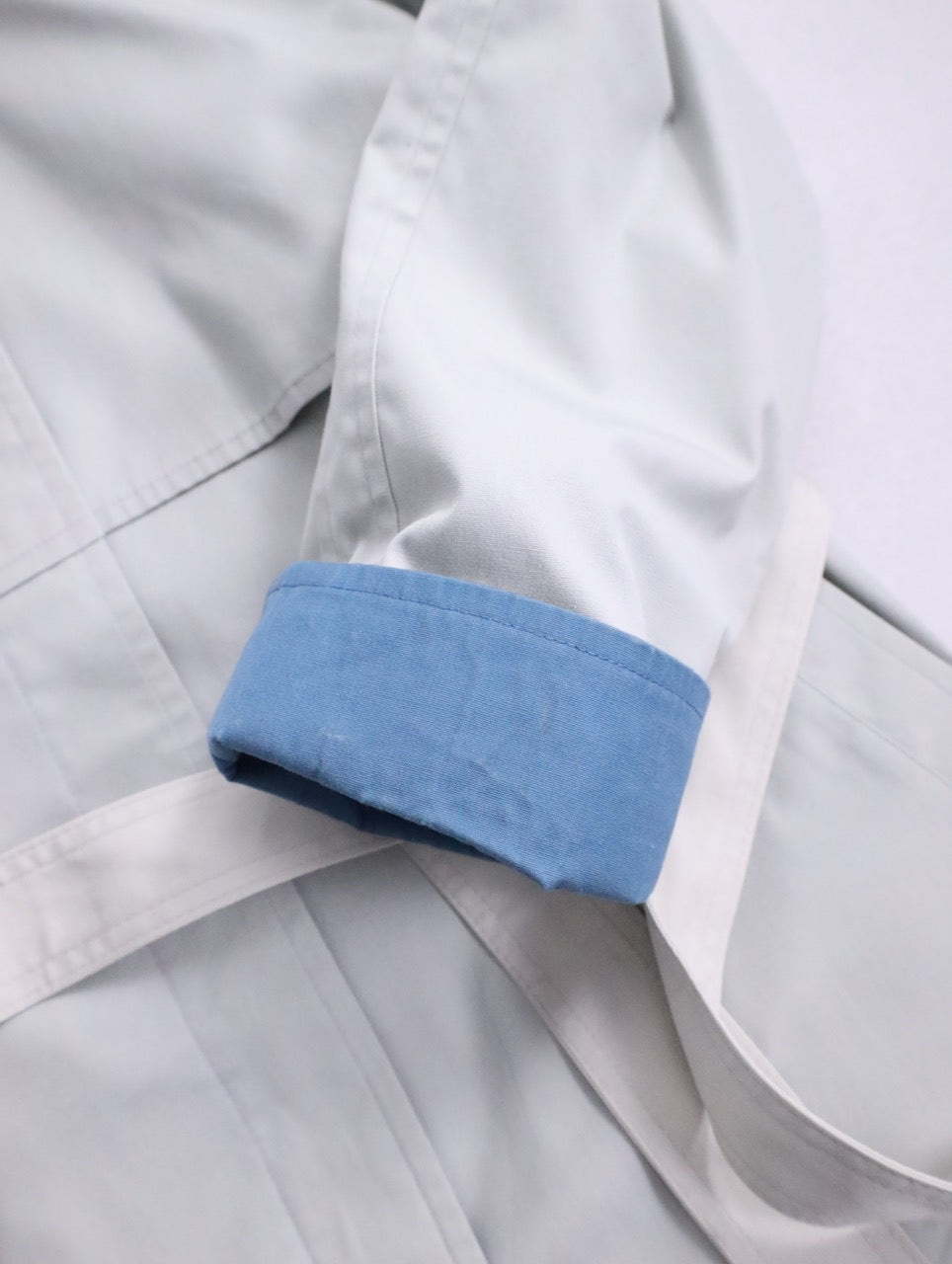 LONDON FOG 2tone hooded trench coat icegray-dustyblue