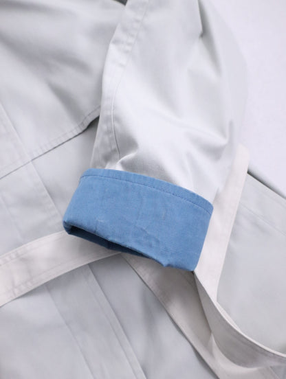 LONDON FOG 2tone hooded trench coat icegray-dustyblue