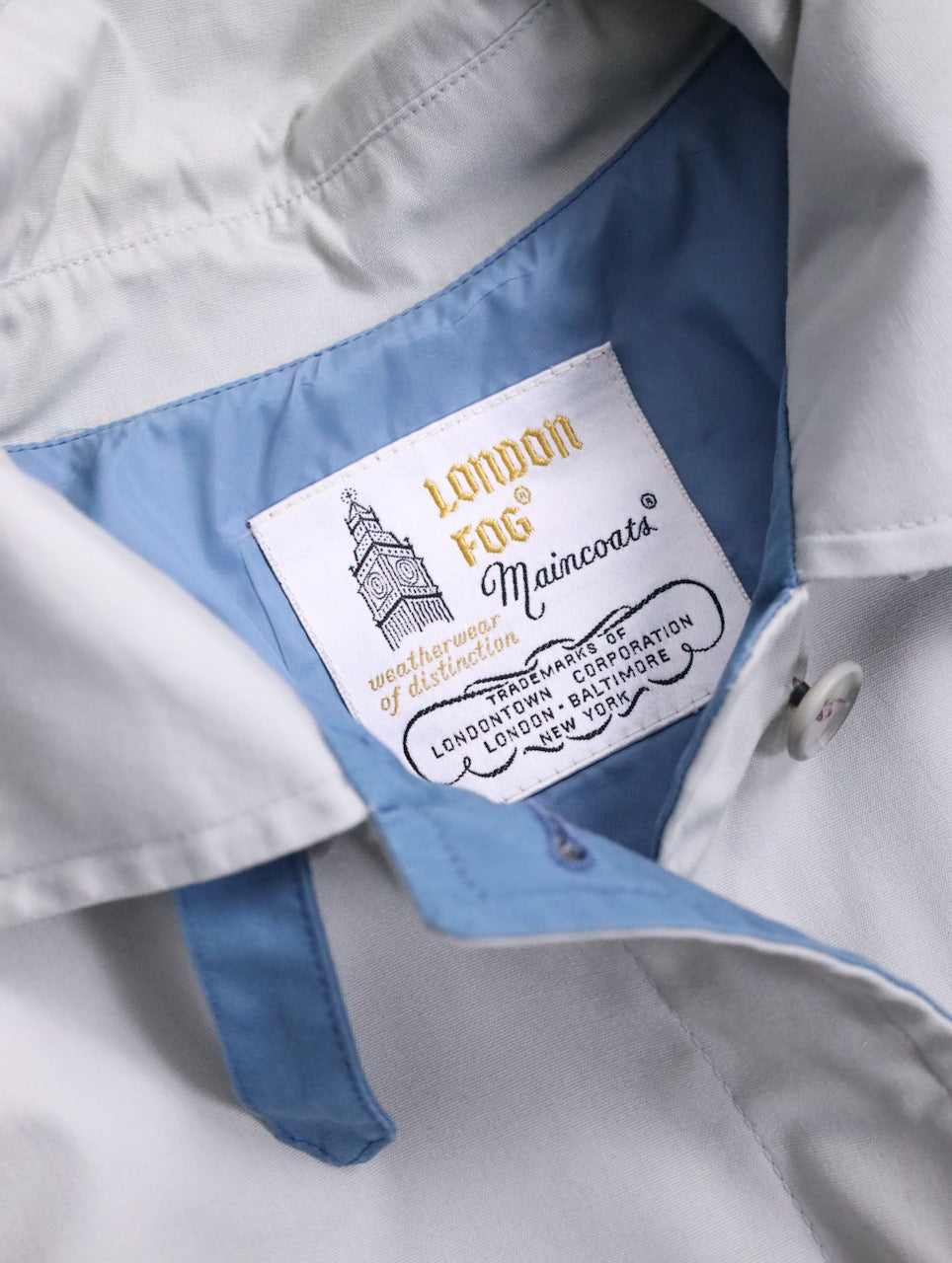LONDON FOG 2tone hooded trench coat icegray-dustyblue