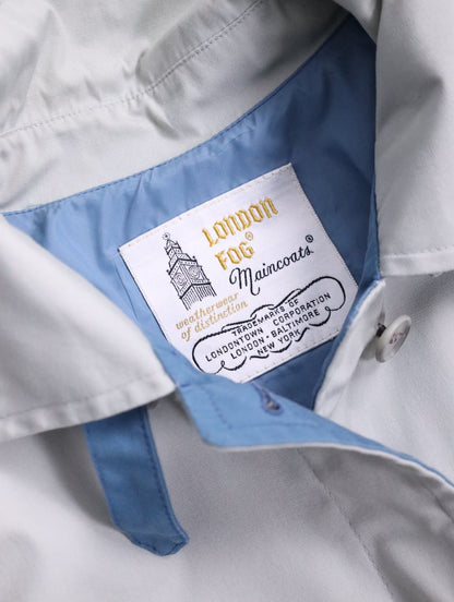 LONDON FOG 2tone hooded trench coat icegray-dustyblue