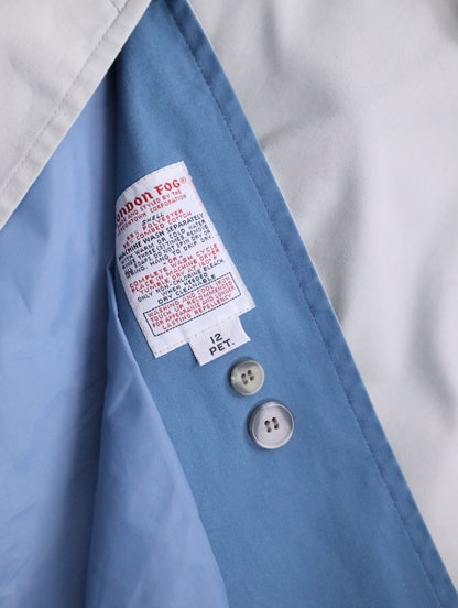 LONDON FOG 2tone hooded trench coat icegray-dustyblue
