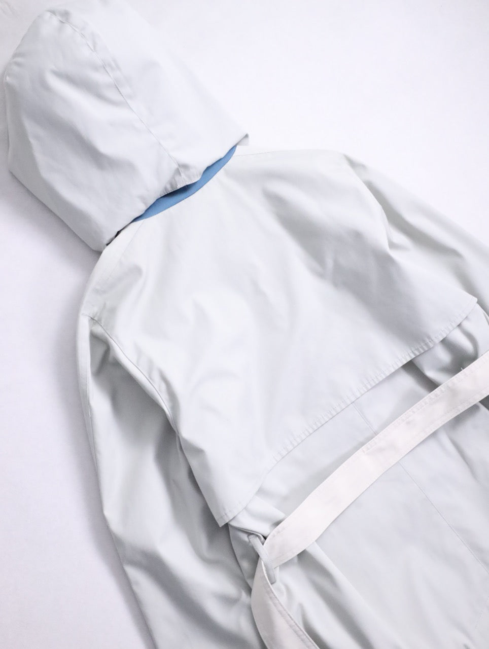 LONDON FOG 2tone hooded trench coat icegray-dustyblue