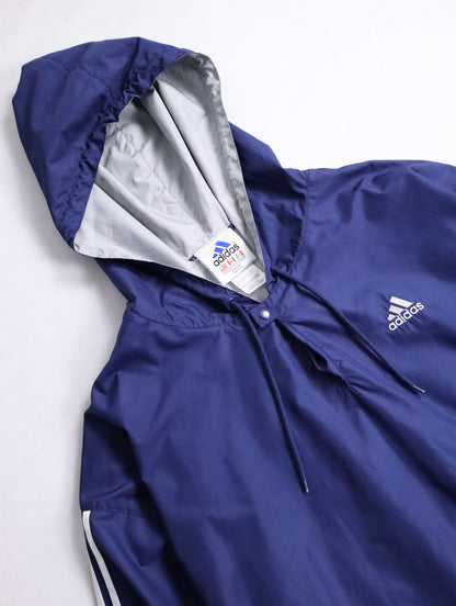 90s ADIDAS nylon touch hooded pull darknavy