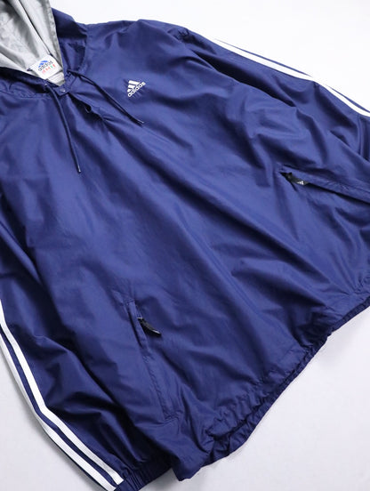 90s ADIDAS nylon touch hooded pull darknavy