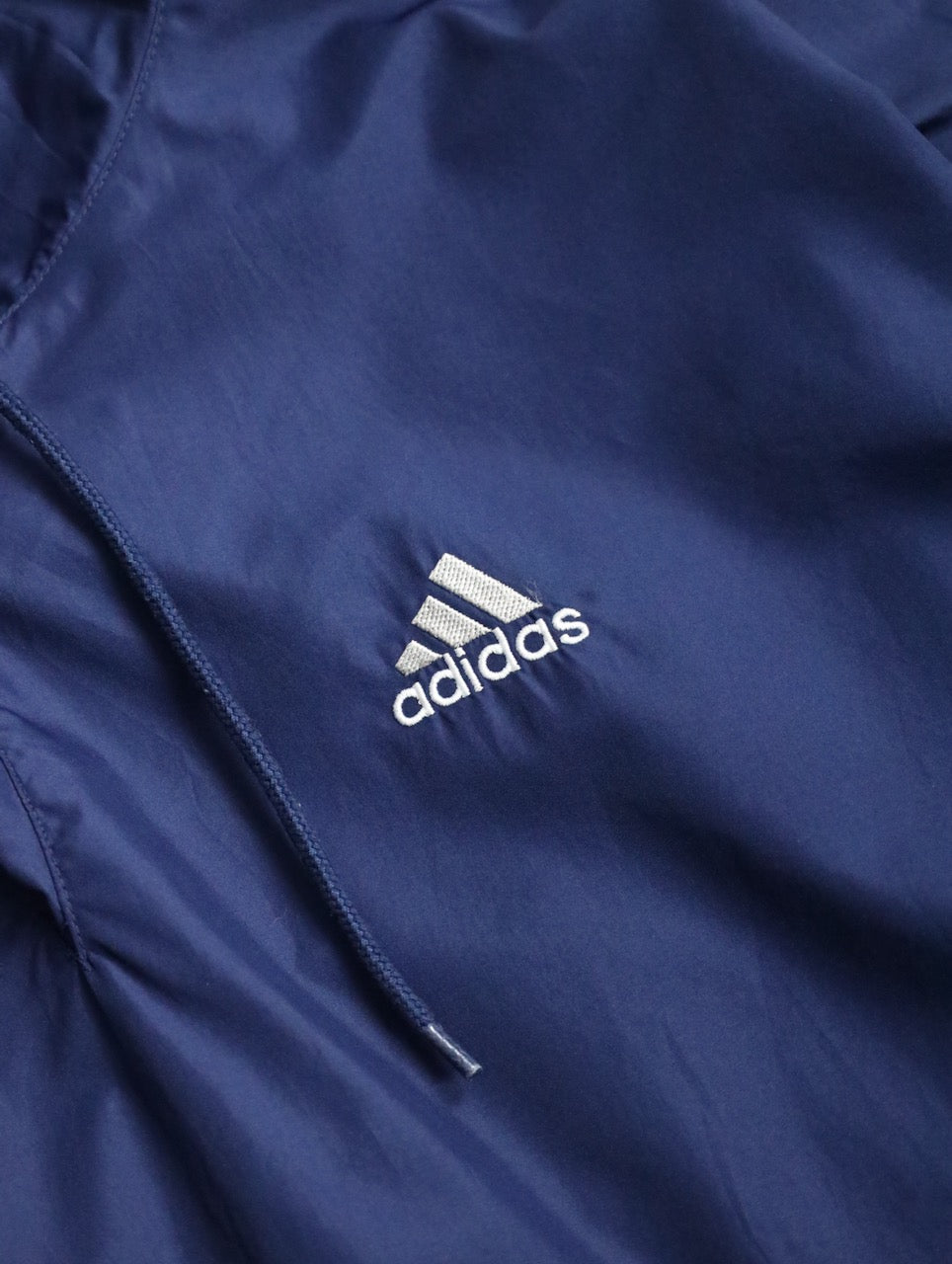 90s ADIDAS nylon touch hooded pull darknavy