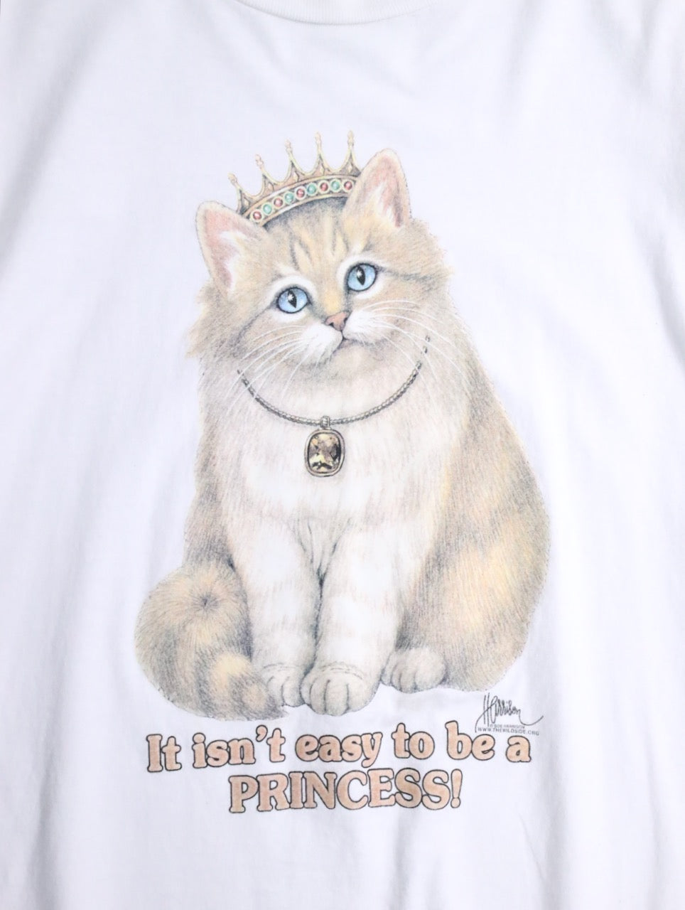 90s cat print tee white