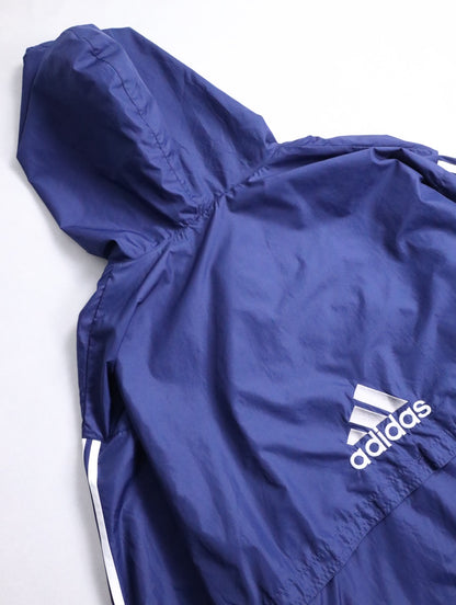 90s ADIDAS nylon touch hooded pull darknavy