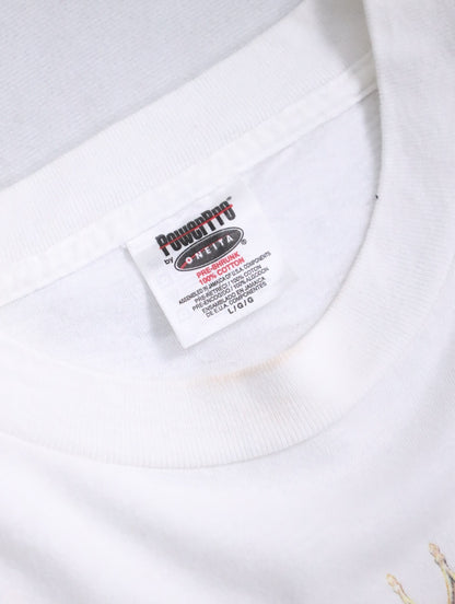 90s cat print tee white