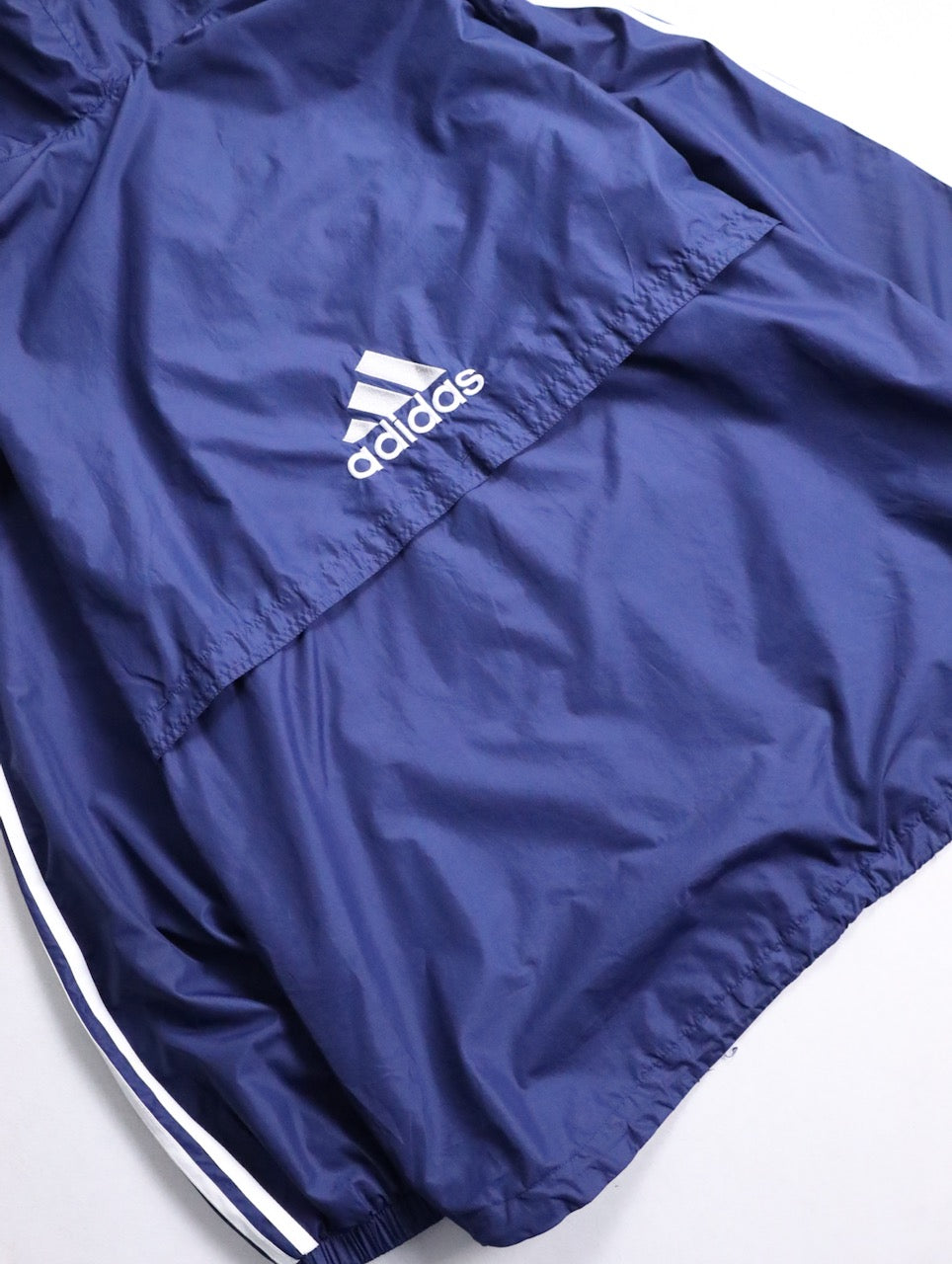 90s ADIDAS nylon touch hooded pull darknavy