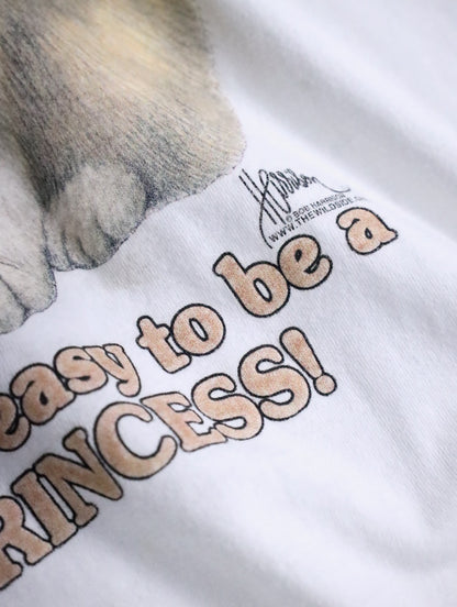 90s cat print tee white
