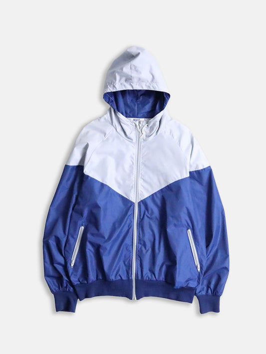 70-80s NIKE 2tone nylon hooded jacket silver-blue