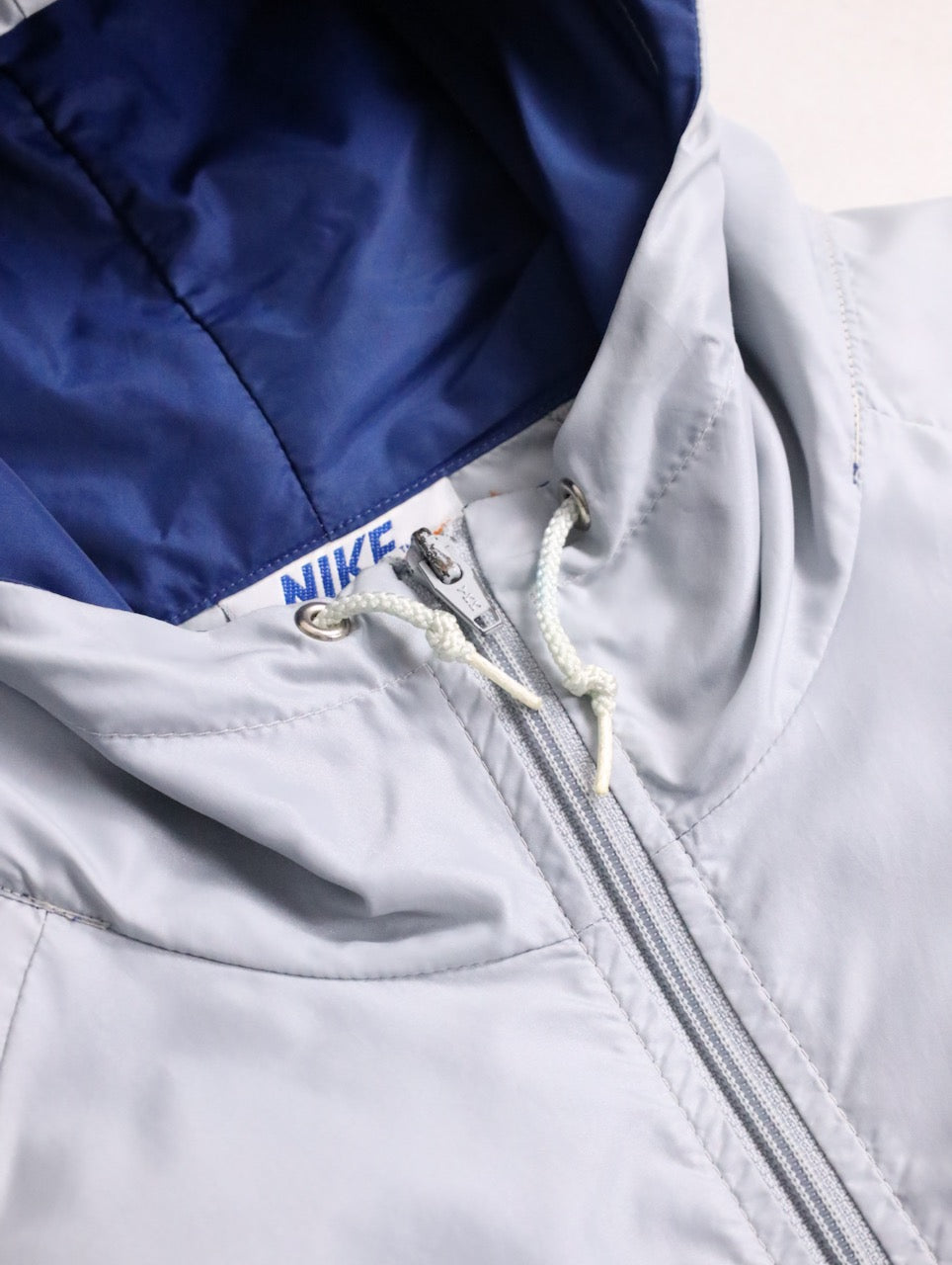 70-80s NIKE 2tone nylon hooded jacket silver-blue