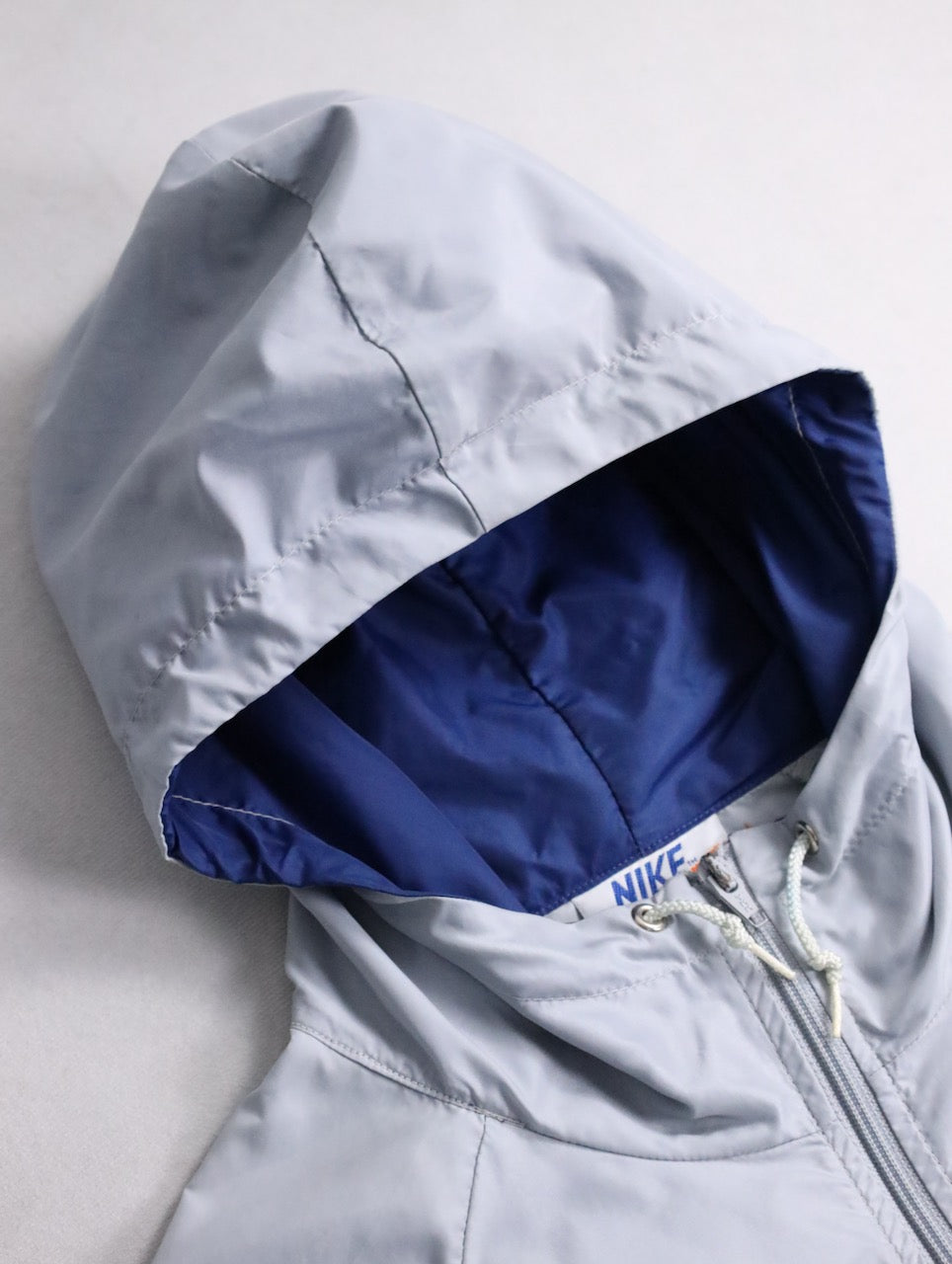 70-80s NIKE 2tone nylon hooded jacket silver-blue