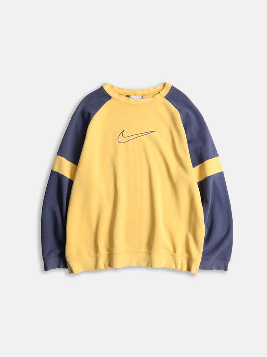 90-00s NIKE 2tone fade sweatshirt mustard-navy