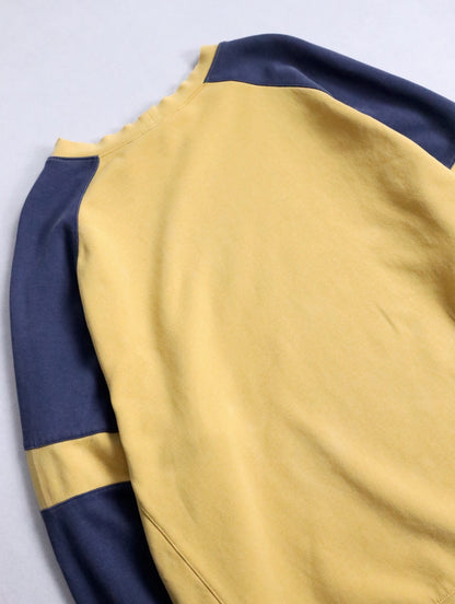90-00s NIKE 2tone fade sweatshirt mustard-navy