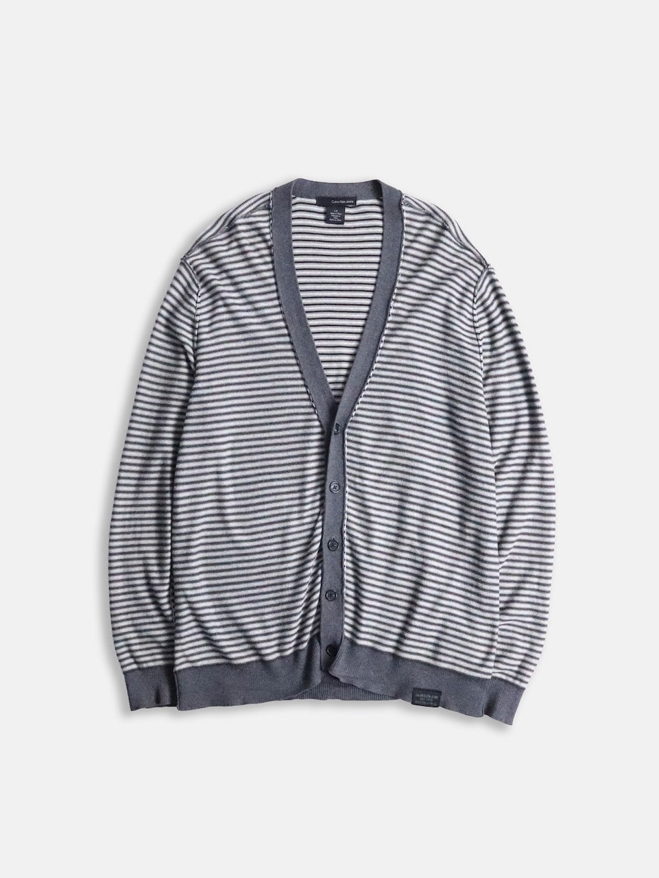 Calvin Klein Jens border cotton cardigan gray-black