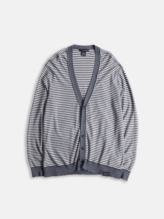 Calvin Klein Jens border cotton cardigan gray-black