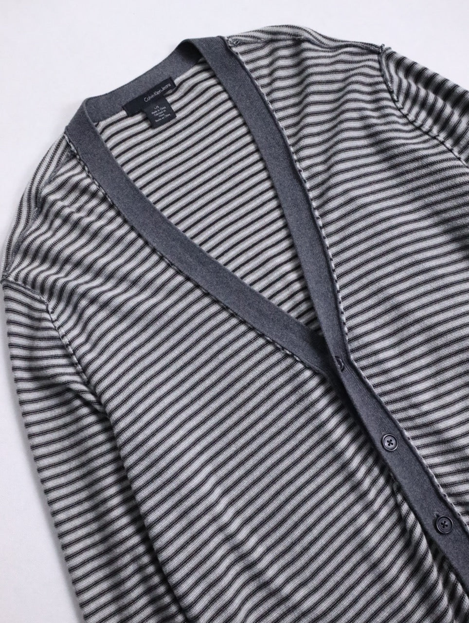 Calvin Klein Jens border cotton cardigan gray-black