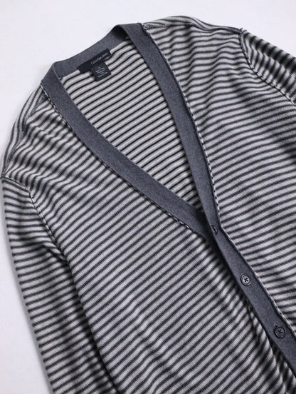 Calvin Klein Jens border cotton cardigan gray-black