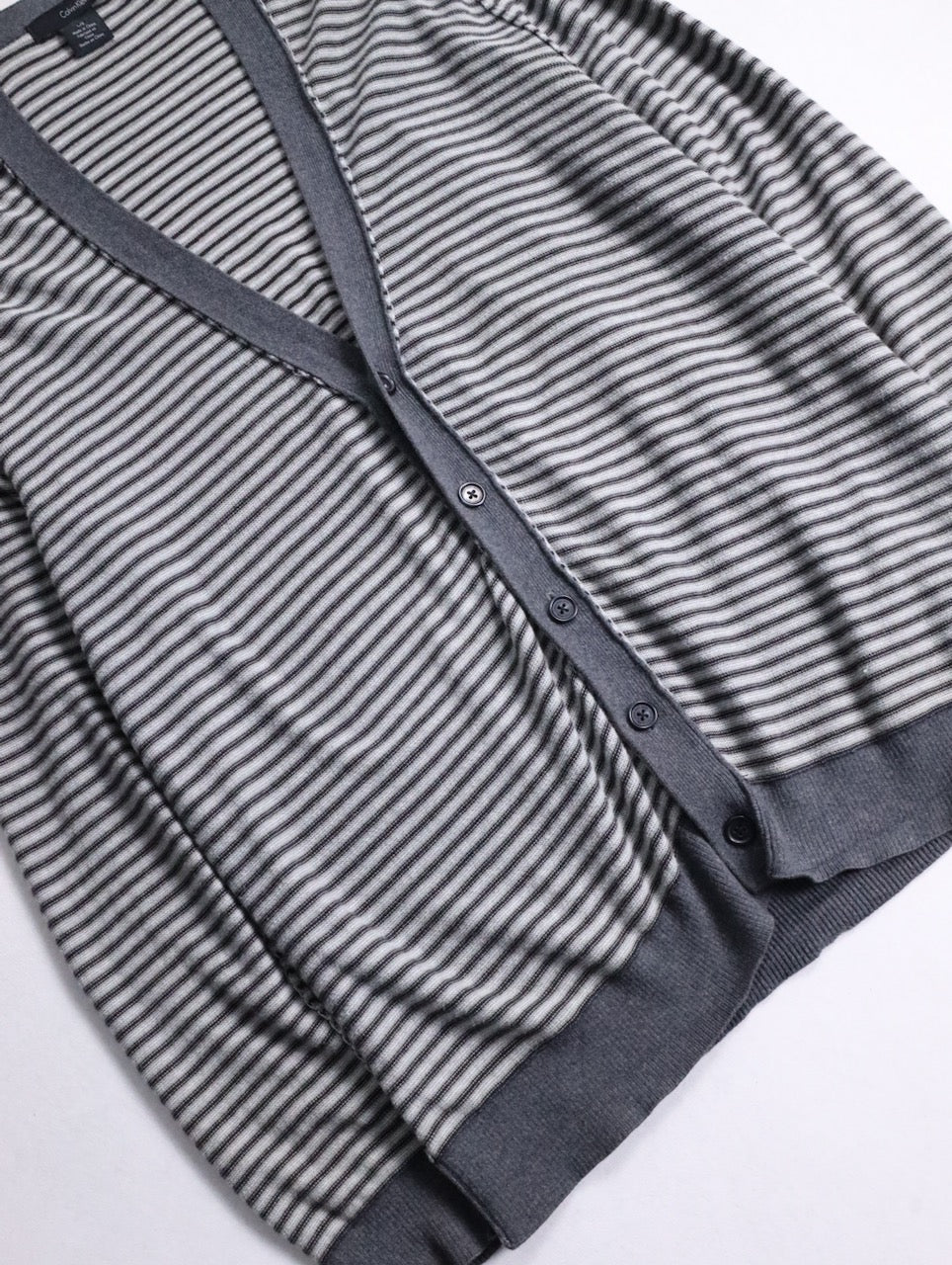 Calvin Klein Jens border cotton cardigan gray-black