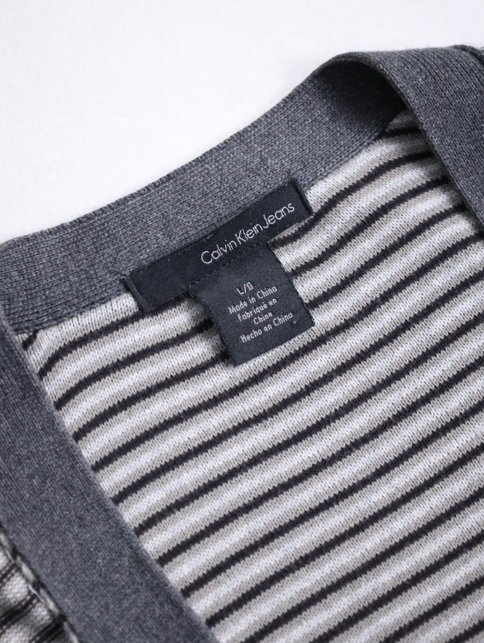 Calvin Klein Jens border cotton cardigan gray-black