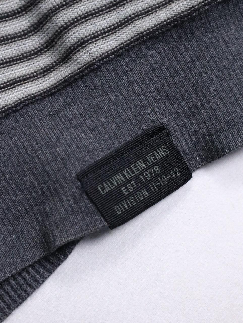 Calvin Klein Jens border cotton cardigan gray-black